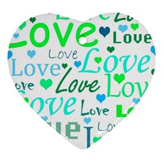 Love pattern - green and blue Ornament (Heart) 