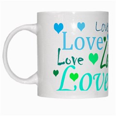 Love pattern - green and blue White Mugs