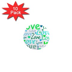 Love pattern - green and blue 1  Mini Magnet (10 pack) 