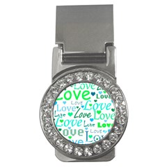 Love pattern - green and blue Money Clips (CZ) 