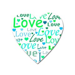 Love Pattern - Green And Blue Heart Magnet by Valentinaart