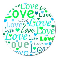 Love pattern - green and blue Magnet 5  (Round)