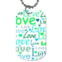 Love pattern - green and blue Dog Tag (One Side)