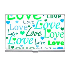 Love pattern - green and blue Business Card Holders