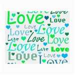 Love pattern - green and blue Small Glasses Cloth Front