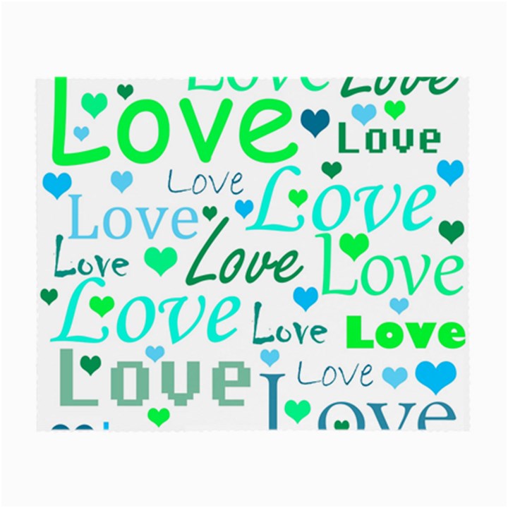 Love pattern - green and blue Small Glasses Cloth