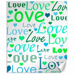 Love pattern - green and blue Canvas 8  x 10 