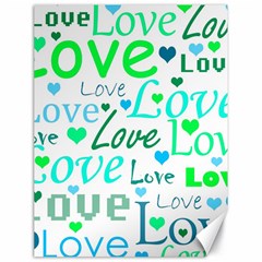 Love pattern - green and blue Canvas 18  x 24  