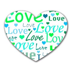 Love pattern - green and blue Heart Mousepads