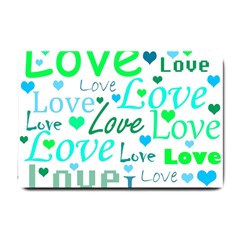 Love pattern - green and blue Small Doormat 