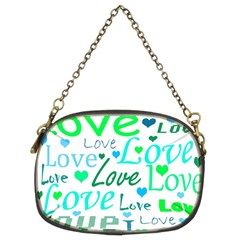 Love pattern - green and blue Chain Purses (Two Sides) 