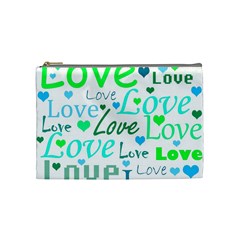 Love pattern - green and blue Cosmetic Bag (Medium) 