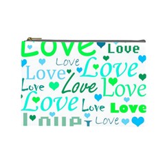 Love pattern - green and blue Cosmetic Bag (Large) 