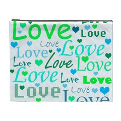 Love pattern - green and blue Cosmetic Bag (XL)