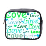 Love pattern - green and blue Mini Toiletries Bag 2-Side Front