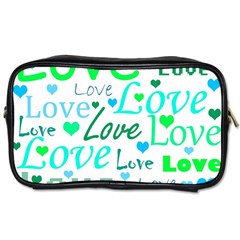 Love pattern - green and blue Toiletries Bags 2-Side