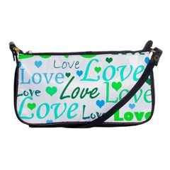 Love pattern - green and blue Shoulder Clutch Bags