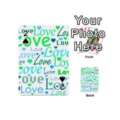 Love pattern - green and blue Playing Cards 54 (Mini) 