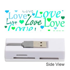 Love pattern - green and blue Memory Card Reader (Stick) 