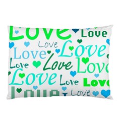 Love pattern - green and blue Pillow Case (Two Sides)