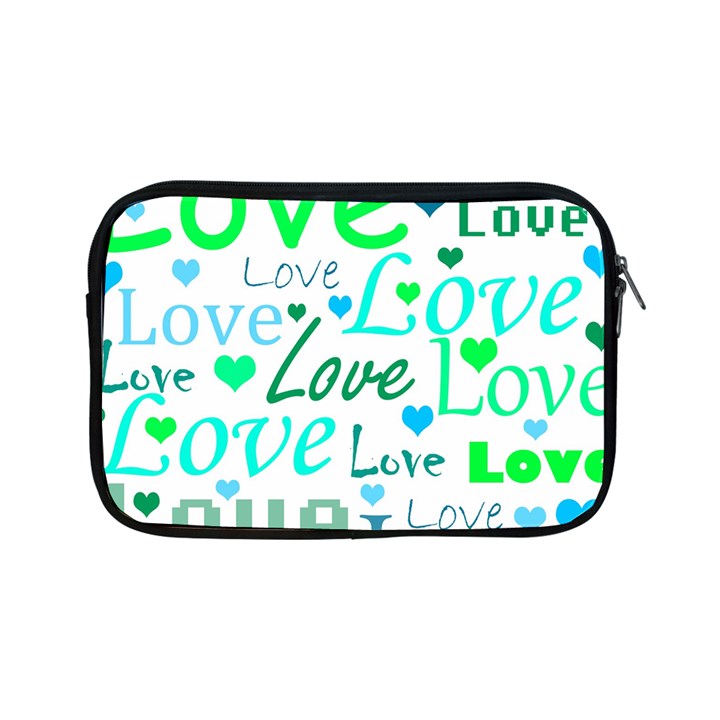 Love pattern - green and blue Apple iPad Mini Zipper Cases