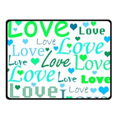 Love pattern - green and blue Double Sided Fleece Blanket (Small) 