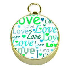 Love Pattern - Green And Blue Gold Compasses by Valentinaart