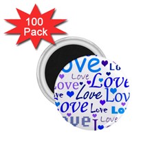 Blue And Purple Love Pattern 1 75  Magnets (100 Pack)  by Valentinaart