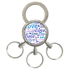 Blue And Purple Love Pattern 3-ring Key Chains by Valentinaart