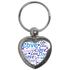 Blue And Purple Love Pattern Key Chains (heart)  by Valentinaart