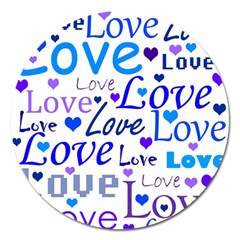 Blue And Purple Love Pattern Magnet 5  (round) by Valentinaart