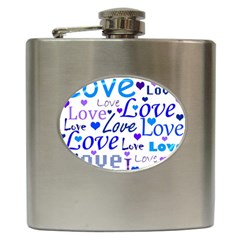 Blue And Purple Love Pattern Hip Flask (6 Oz) by Valentinaart