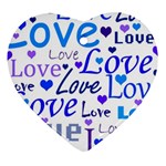 Blue and purple love pattern Heart Ornament (2 Sides) Front