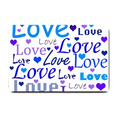 Blue And Purple Love Pattern Small Doormat  by Valentinaart