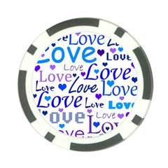 Blue And Purple Love Pattern Poker Chip Card Guards by Valentinaart