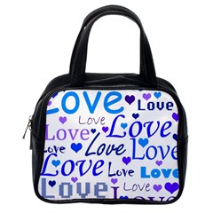 Blue And Purple Love Pattern Classic Handbags (one Side) by Valentinaart