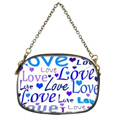 Blue And Purple Love Pattern Chain Purses (one Side)  by Valentinaart