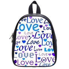 Blue And Purple Love Pattern School Bags (small)  by Valentinaart