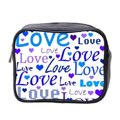 Blue And Purple Love Pattern Mini Toiletries Bag 2-side by Valentinaart