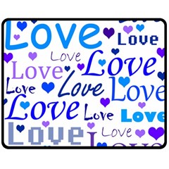 Blue And Purple Love Pattern Fleece Blanket (medium)  by Valentinaart