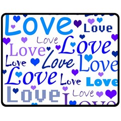 Blue And Purple Love Pattern Double Sided Fleece Blanket (medium)  by Valentinaart