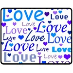 Blue and purple love pattern Double Sided Fleece Blanket (Medium)  58.8 x47.4  Blanket Back