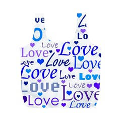 Blue And Purple Love Pattern Full Print Recycle Bags (m)  by Valentinaart