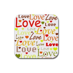 Valentine s Day Pattern Rubber Coaster (square)  by Valentinaart