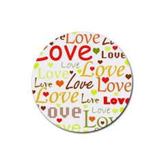 Valentine s Day Pattern Rubber Round Coaster (4 Pack)  by Valentinaart