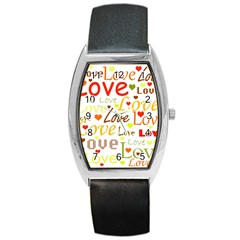 Valentine s Day Pattern Barrel Style Metal Watch by Valentinaart