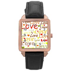 Valentine s Day Pattern Rose Gold Leather Watch  by Valentinaart