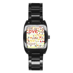 Valentine s Day Pattern Stainless Steel Barrel Watch by Valentinaart