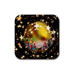 Christmas Crib Virgin Mary Joseph Jesus Christ Three Kings Baby Infant Jesus 4000 Rubber Coaster (square)  by yoursparklingshop