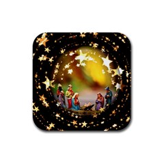 Christmas Crib Virgin Mary Joseph Jesus Christ Three Kings Baby Infant Jesus 4000 Rubber Square Coaster (4 Pack)  by yoursparklingshop